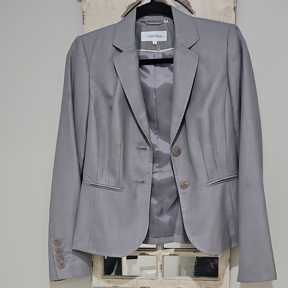 Calvin Klein Light Gray Women's Blazer Jacket Size 2. - Picture 1 of 3